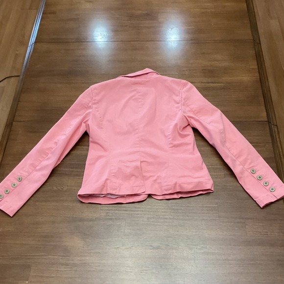 Talbots Womens Coral Pink Cotton Stretch 3-Button Blazer Jacket Size 6 flaw pic - Picture 8 of 9
